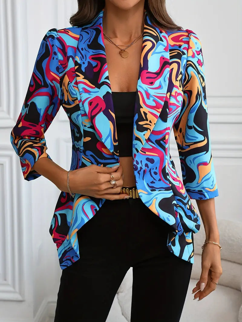 Henrietta - Blazer con parte anteriore aperta e stampa all-over