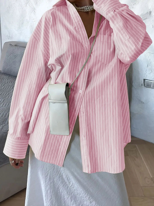 Elisa - Camicia ampia a righe con bottoni e maniche lunghe