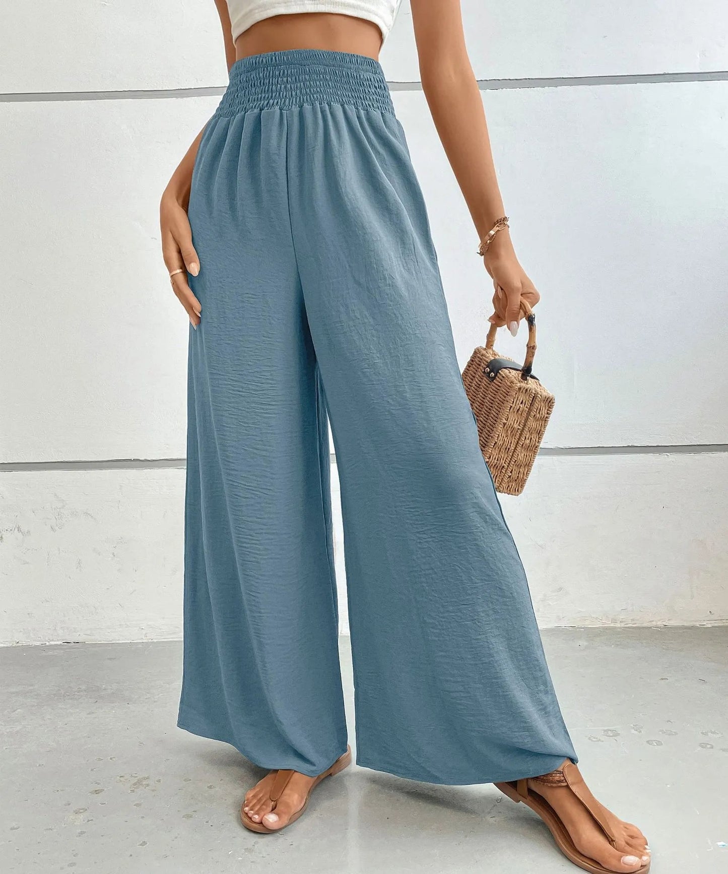 Glenna - Pantaloni casual a vita alta e gamba larga