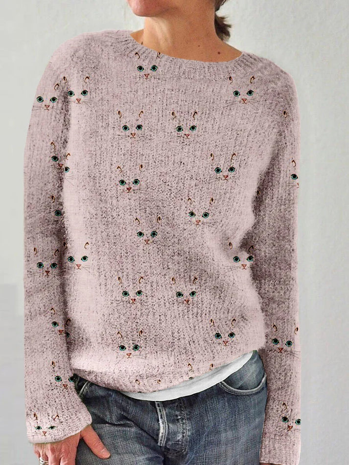 Emily - Pullover stilizzato con stampa Katzen