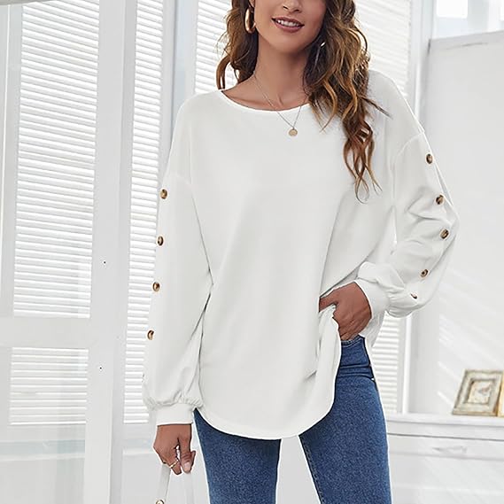 Philippa - Top a costine con maniche lunghe e patta con bottoni