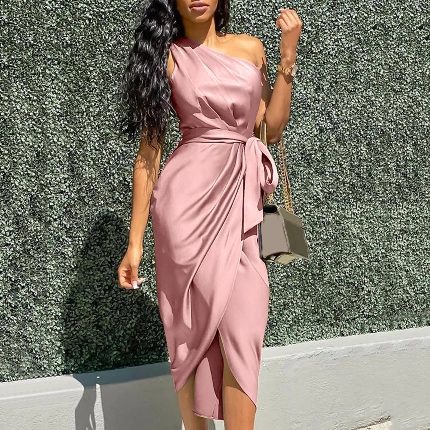 Helen - Abito midi elegante monospalla senza maniche