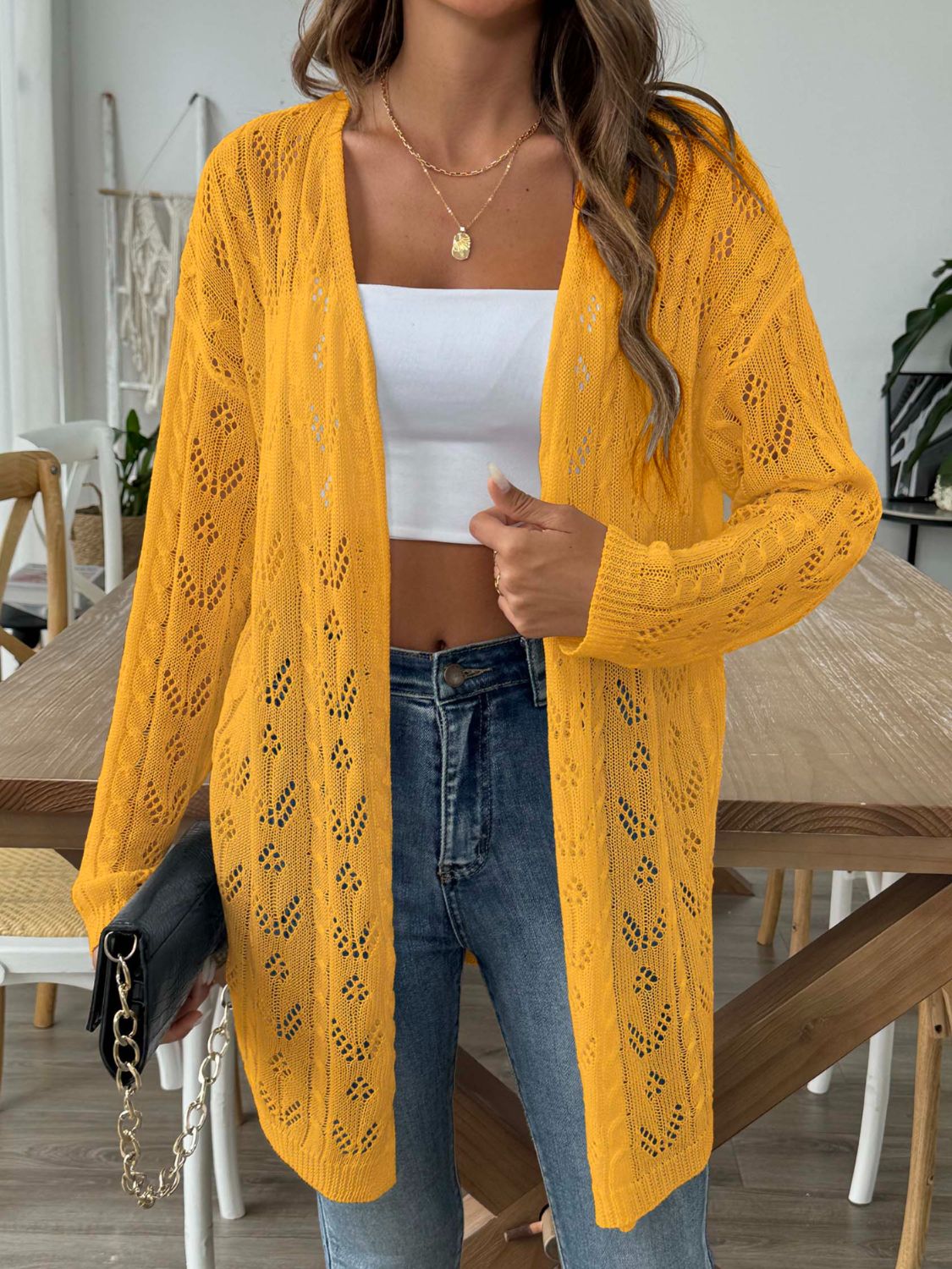 Aimee - Giacca maniche lunghe traforata, ampia e chic