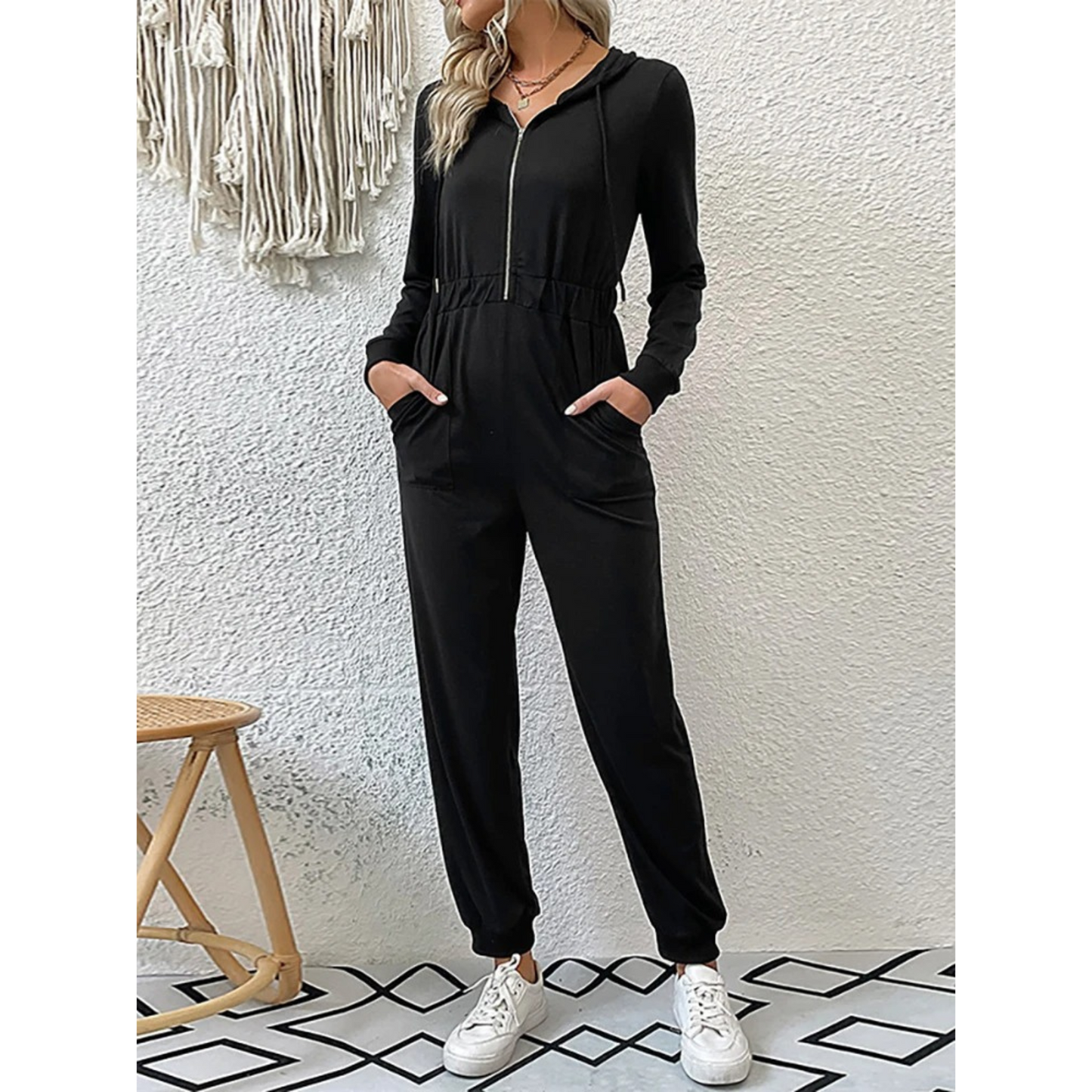 Veronique - Tuta casual a maniche lunghe con cerniera e capuccio