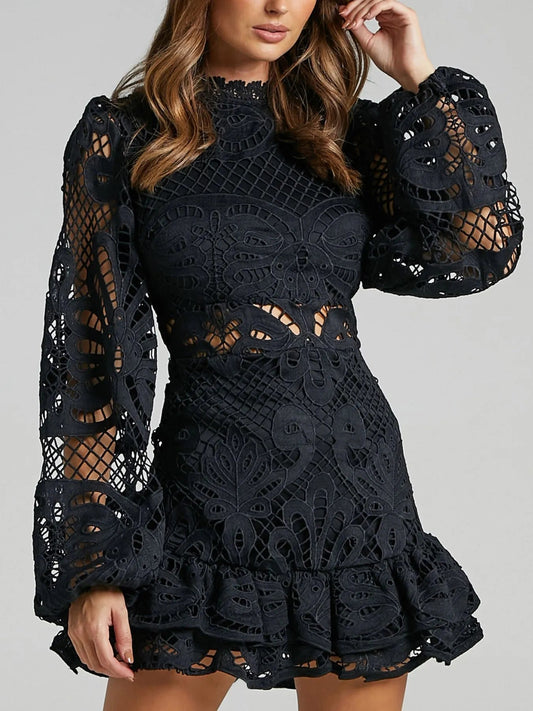Zyra - Elegante minivestito in pizzo a maniche lunghe