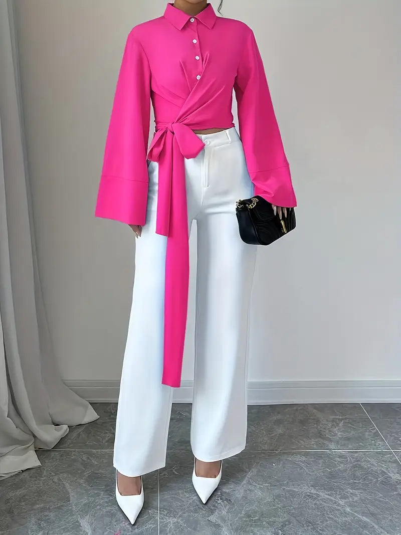 Dora - Camicia button-down con nodo incrociato