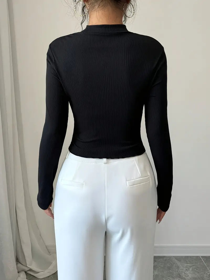 Georgia - Elegante T-shirt a maniche lunghe con collo alto