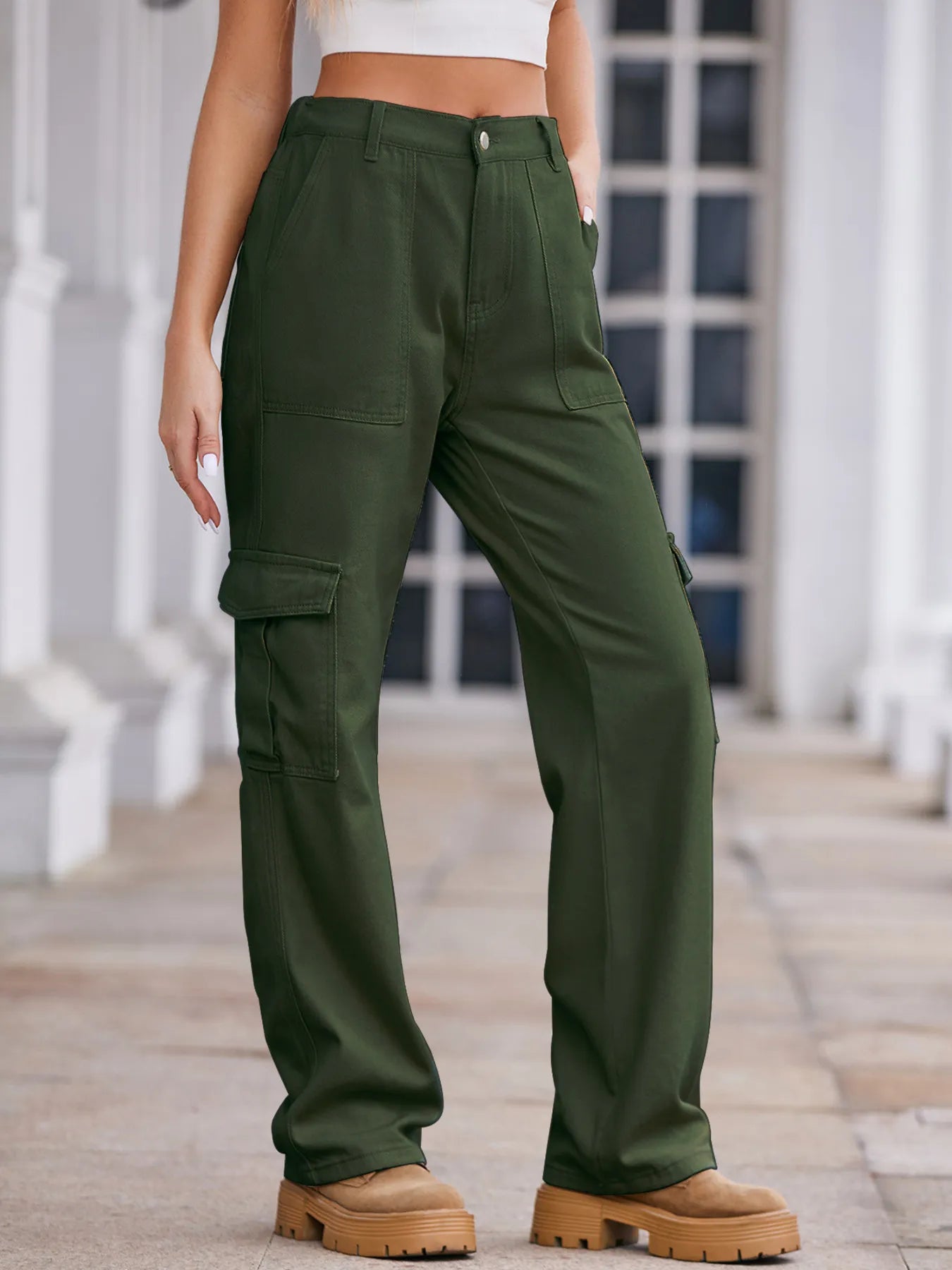 Diane - Jeans cargo casual a vita alta