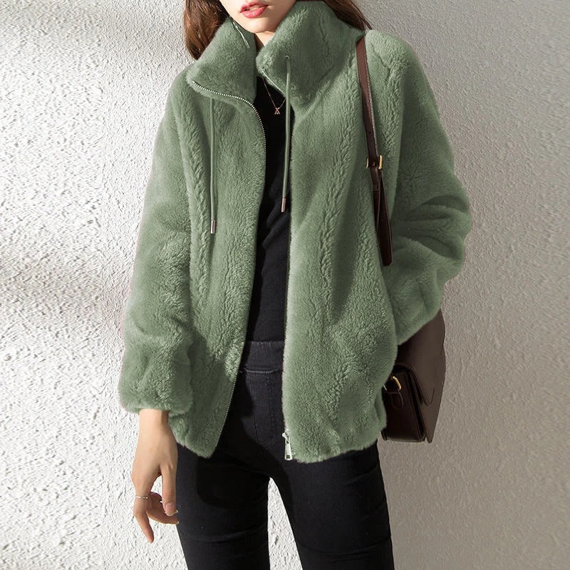 Lannie - Giacca casual in pile caldo con zip
