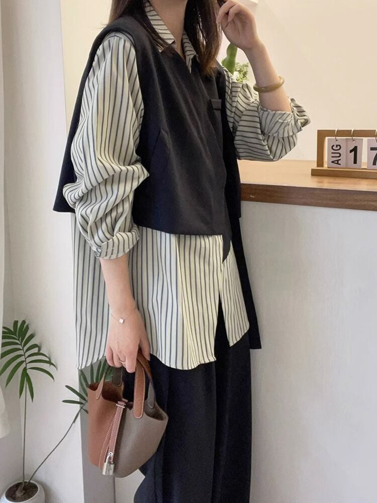Matilda - Elegante top patchwork a righe