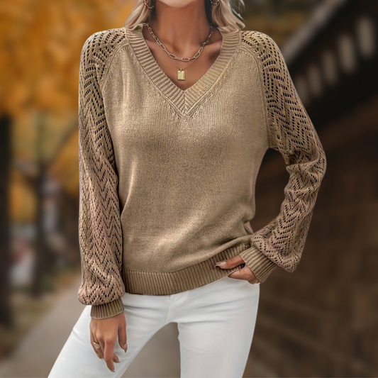 Naomie - Maglione casual ed elegante con scollo a V
