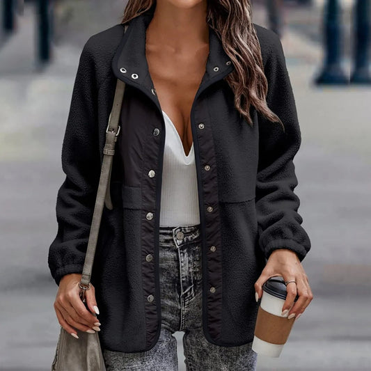 Nanette - Cappotto casual con bottoni e interno in pile