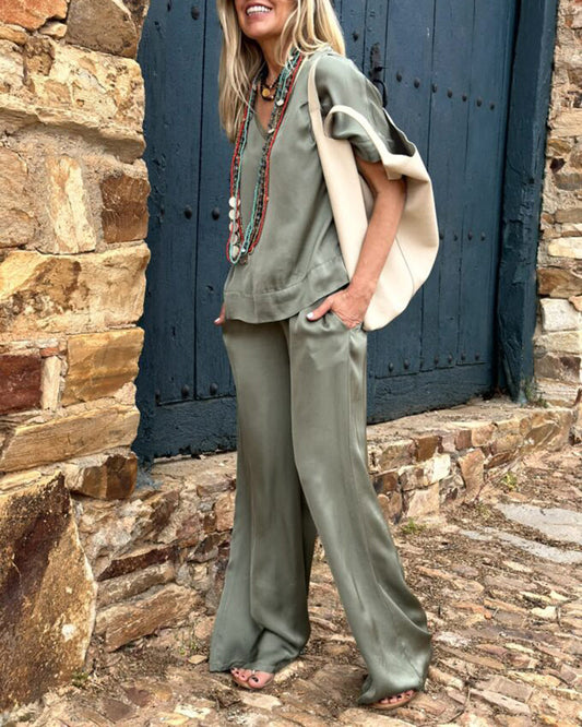 Lorayne - Completo informale con blusa ampia e pantaloni