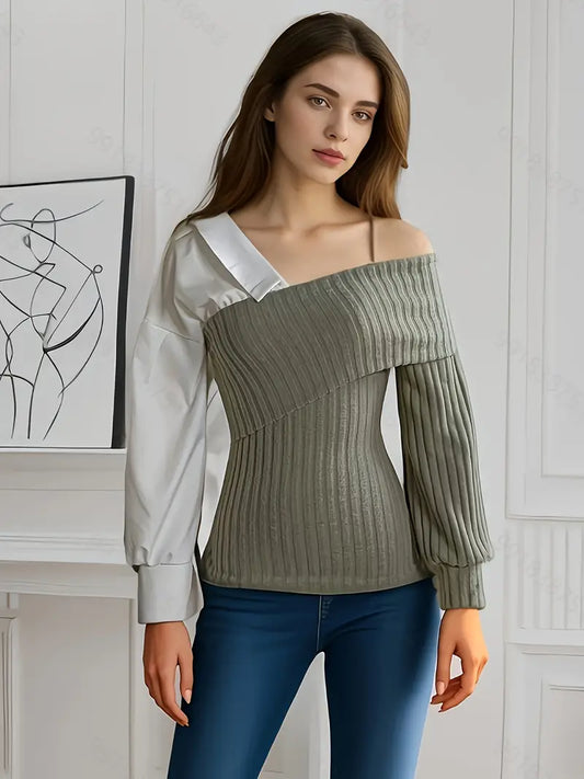 Della - Elegante top casual patchwork per donna