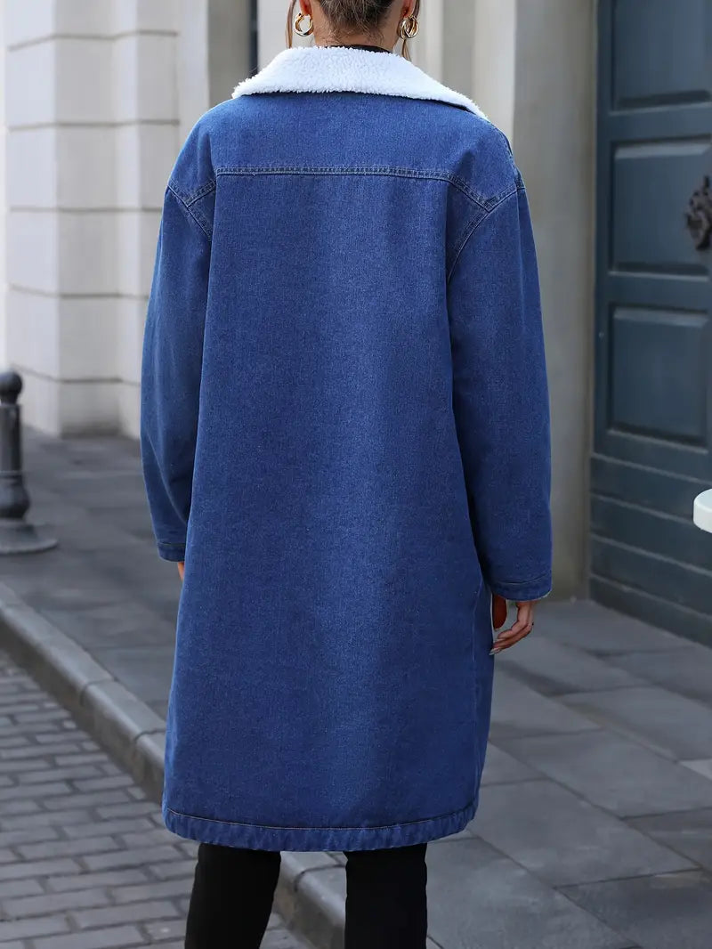 Morin - Elegante giacca in denim di media lunghezza con fodera in pile