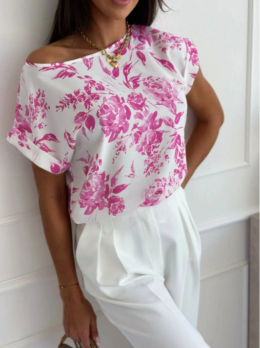 Araceli - Blusa chic a maniche corte risvoltate