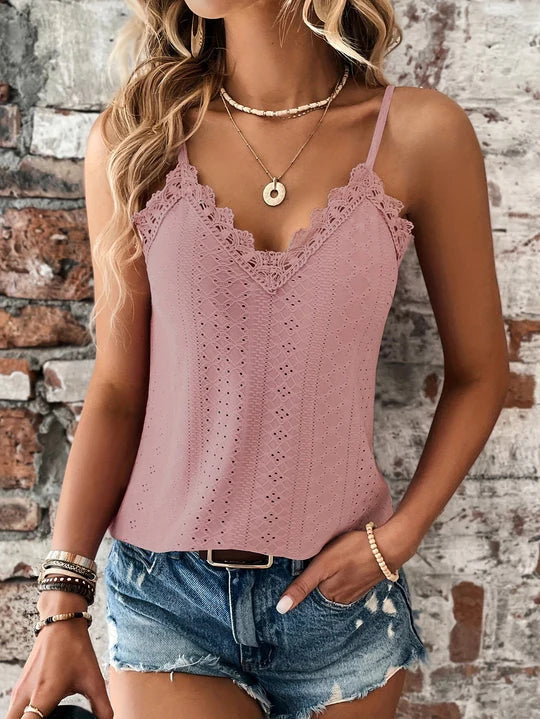 Ellanie - Elegante top in pizzo senza maniche