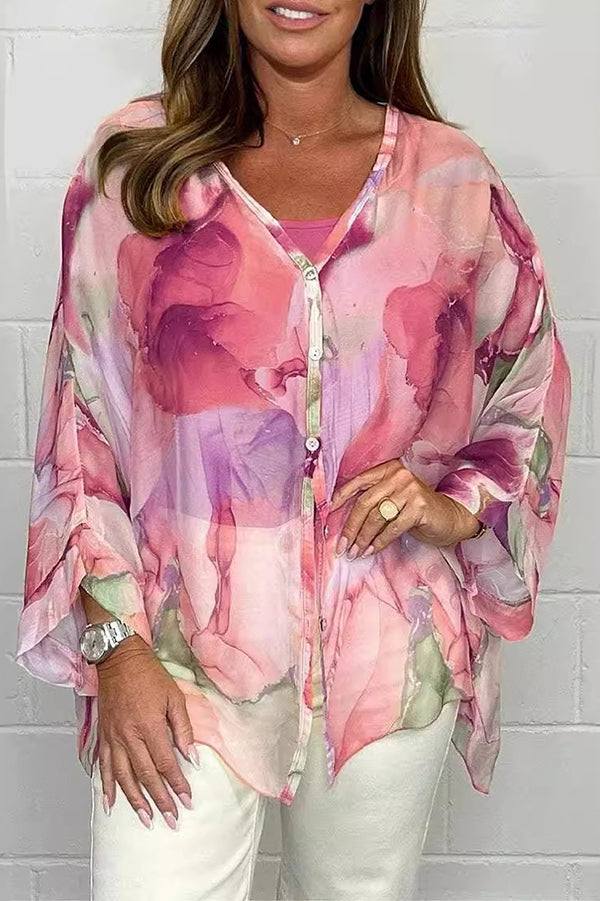 Zia - Blusa colorata a maniche lunghe con vestibilità ampia