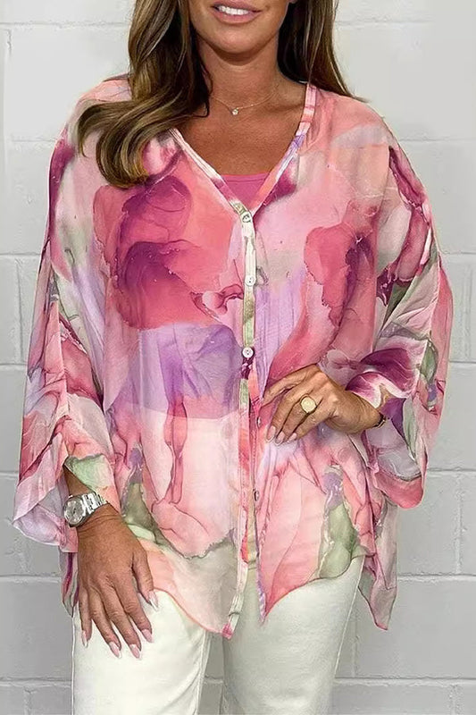 Zia - Blusa colorata a maniche lunghe con vestibilità ampia