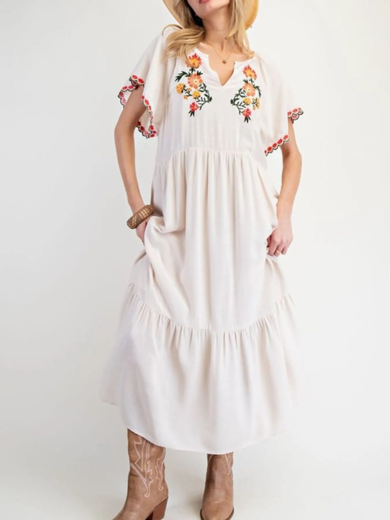 Mireille - Abito lungo floreale casual a maniche lunghe e vestibilità comoda