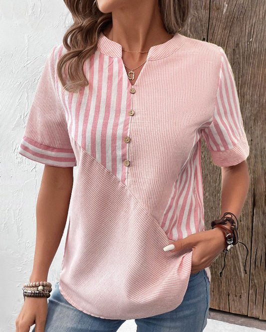 Eunice – Elegante camicetta a righe con maniche corte