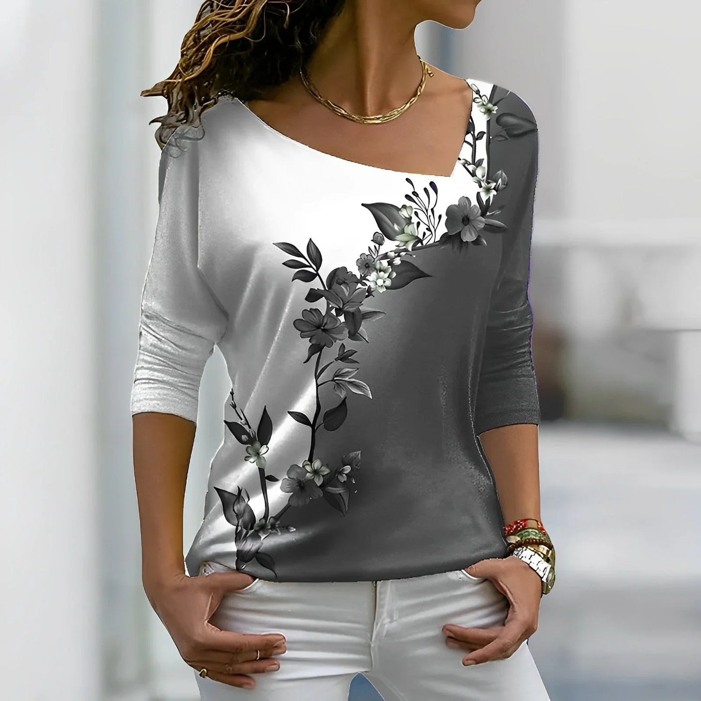 Viola - Camicia floreale a maniche lunghe