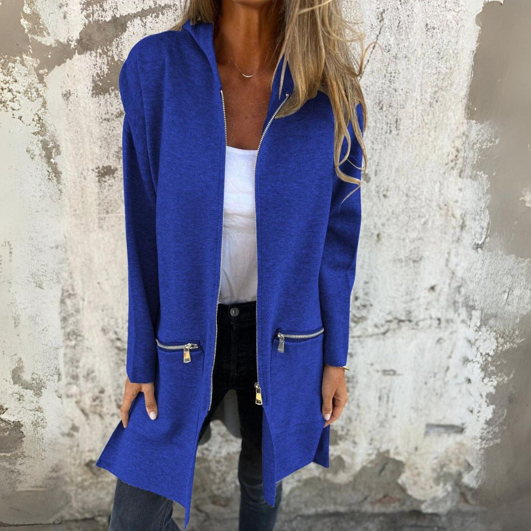 Adelle - Cappotto lungo e caldo con zip e cappuccio