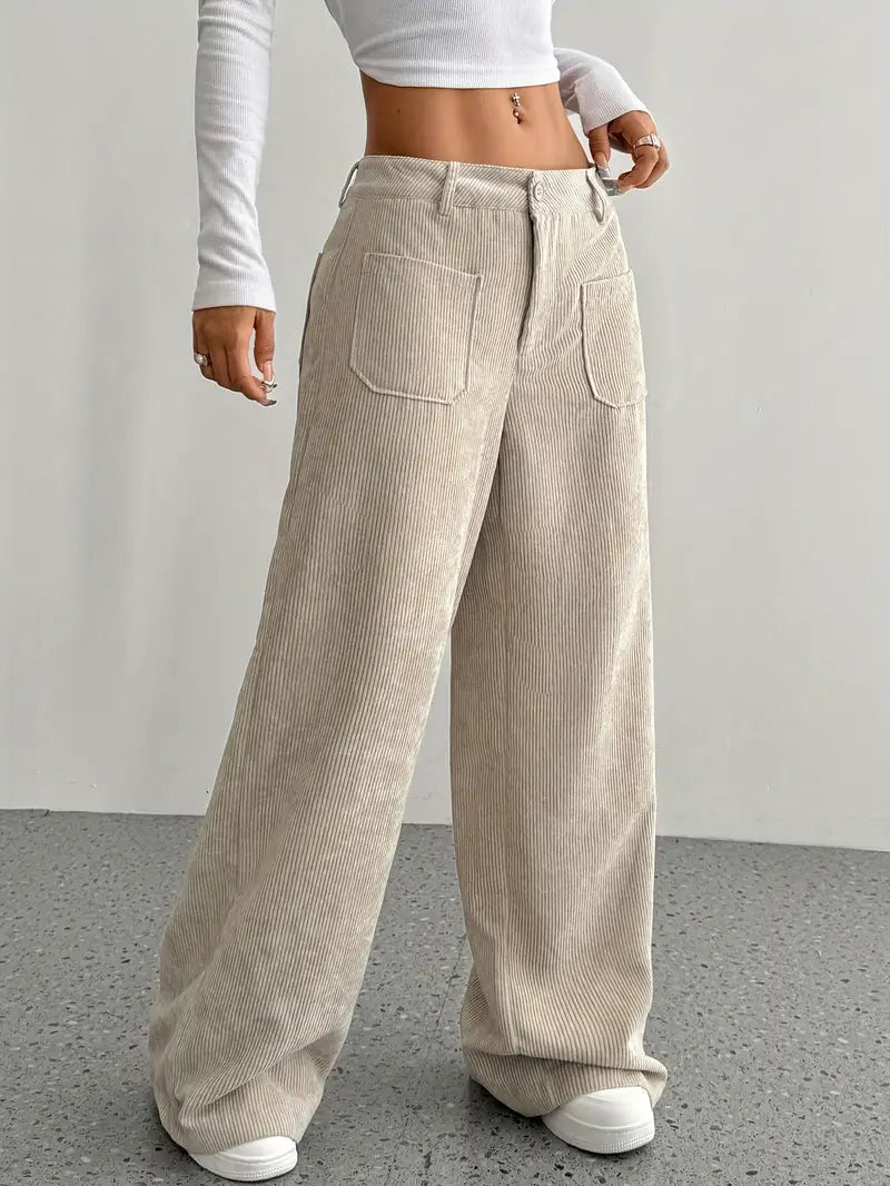 Maeve - Pantaloni larghi in velluto a coste casual da donna