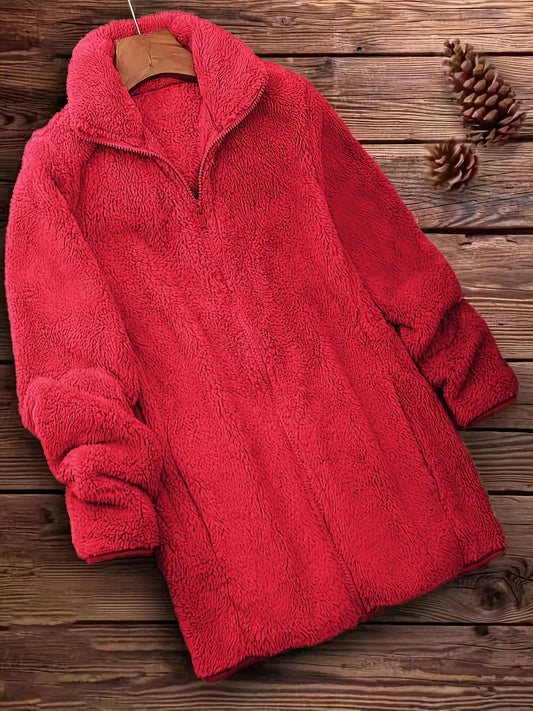 Edith - Cappotto teddy tinta unita con cerniera