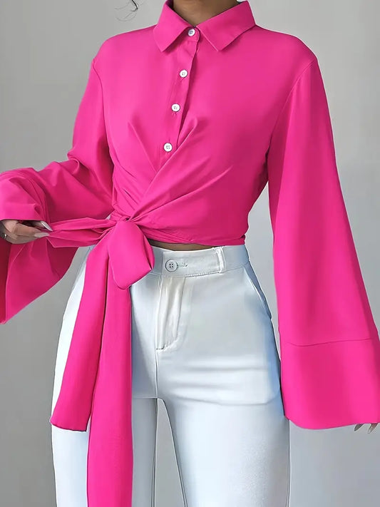 Dora - Camicia button-down con nodo incrociato