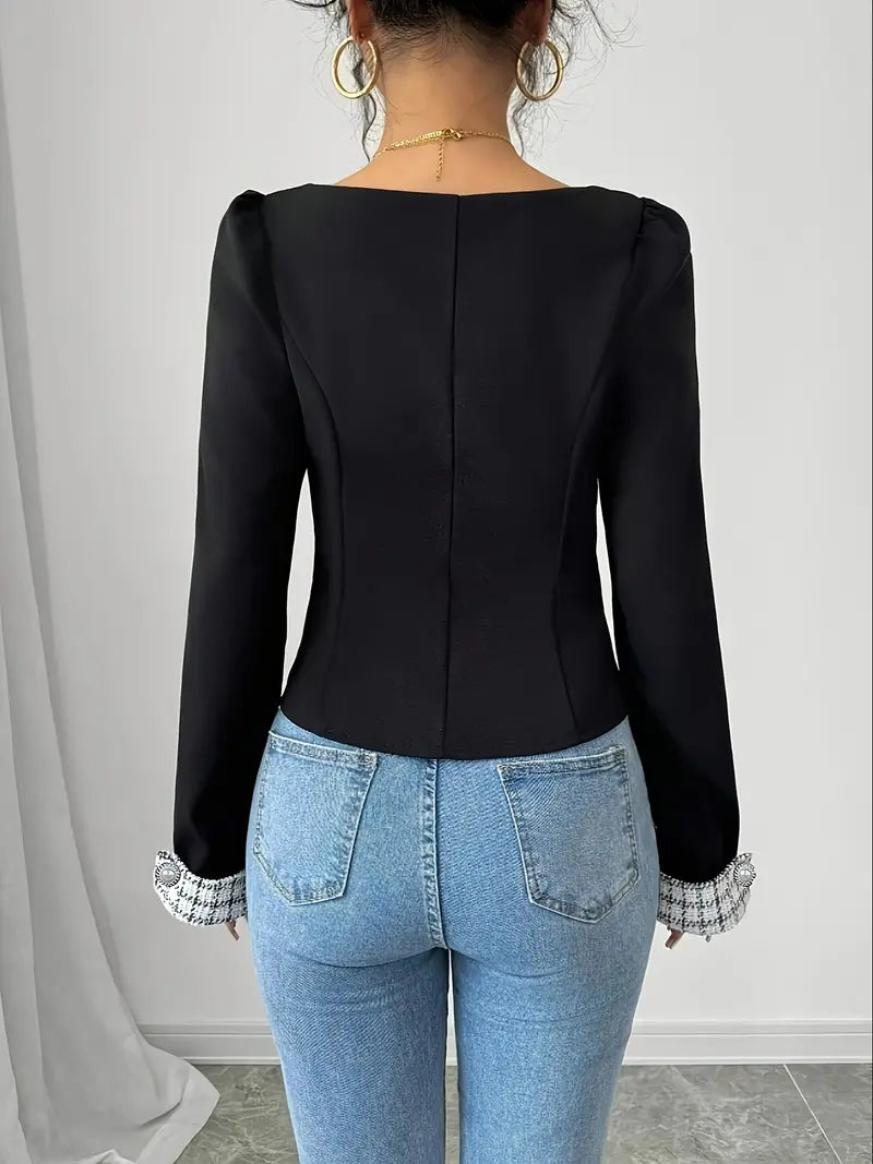 Dahlia - Elegante blazer a quadri da donna in stile francese