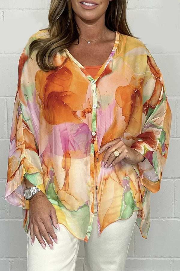 Zia - Blusa colorata a maniche lunghe con vestibilità ampia