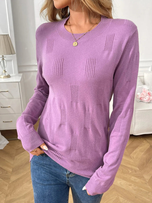 Josiane - Maglione casual con girocollo e maniche lunghe