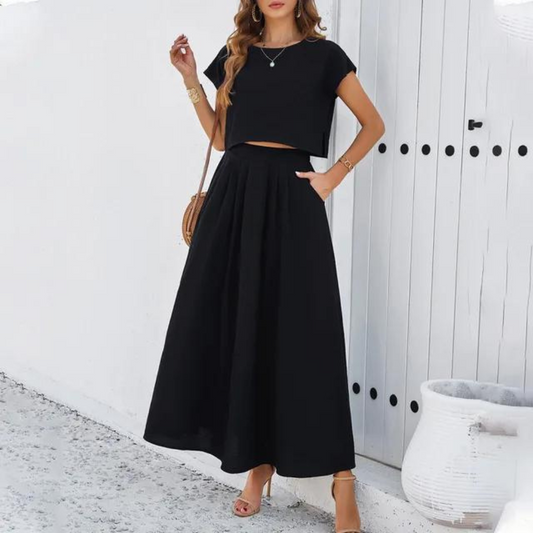 Vyra - Completo Elegante con Top Crop e Gonna Lunga