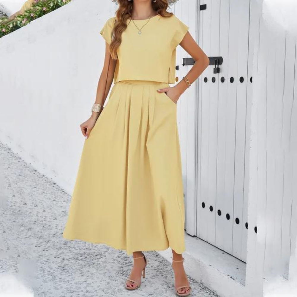 Vyra - Completo Elegante con Top Crop e Gonna Lunga