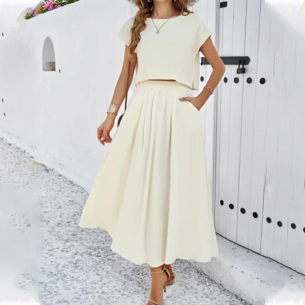 Vyra - Completo Elegante con Top Crop e Gonna Lunga