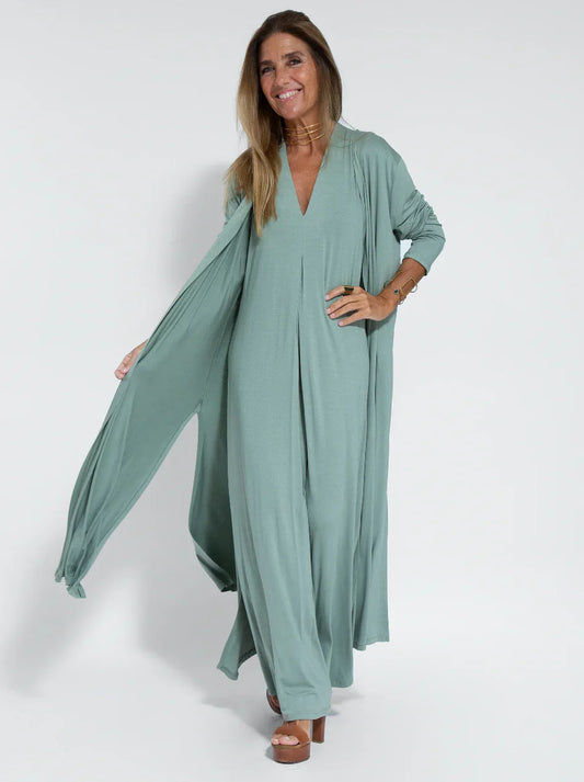 Gertrude - Set di abito lungo modellante e gilet