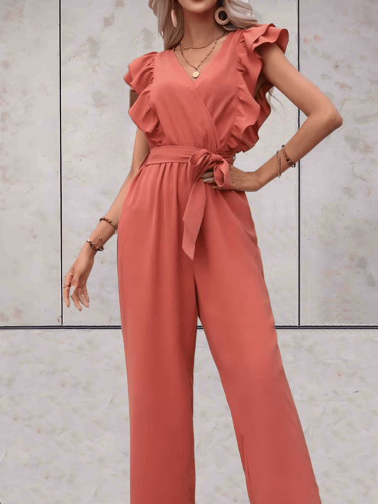 Wesslyn - Elegante Tuta con Volant e Scollo a V