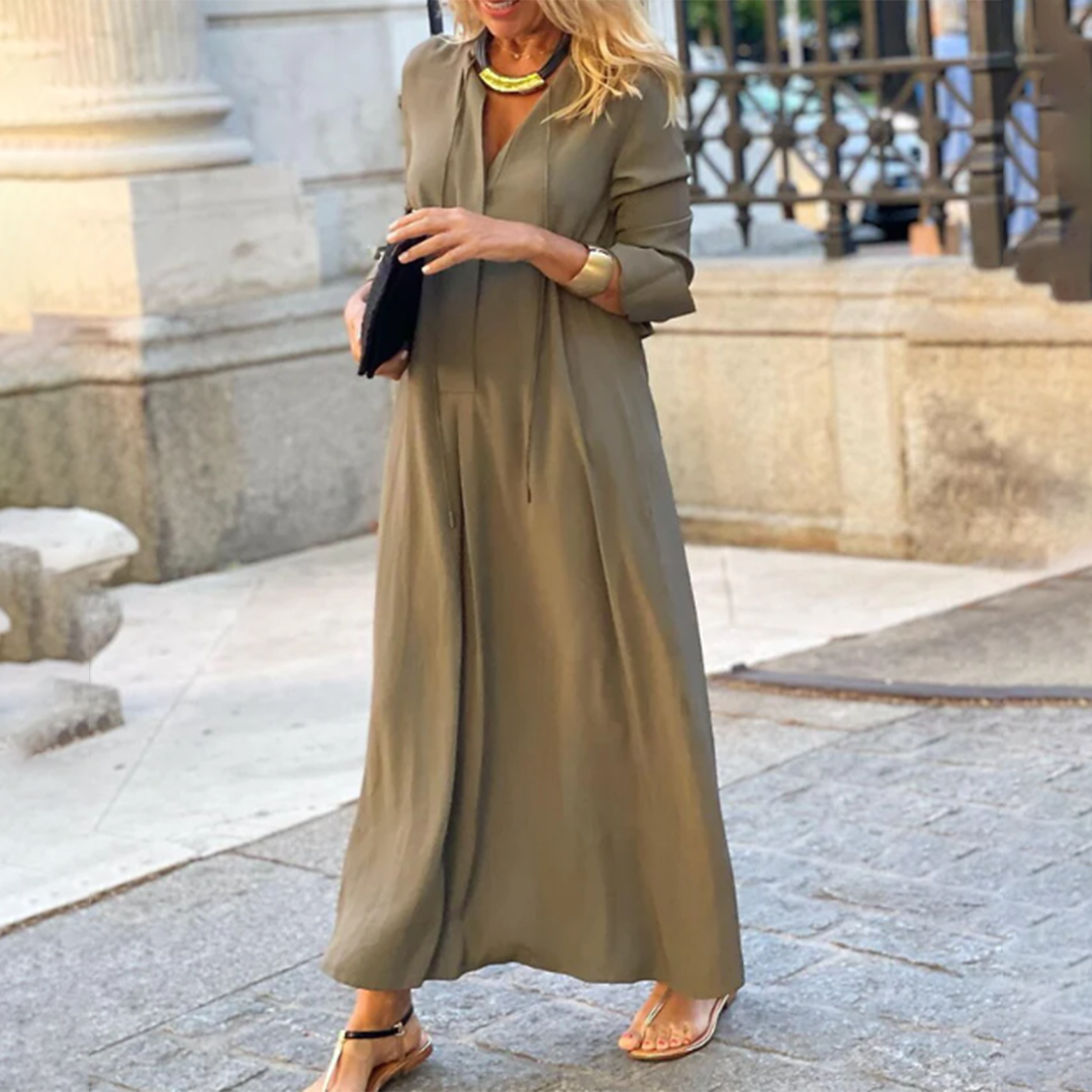 Alena - Elegante abito maxi a maniche lunghe