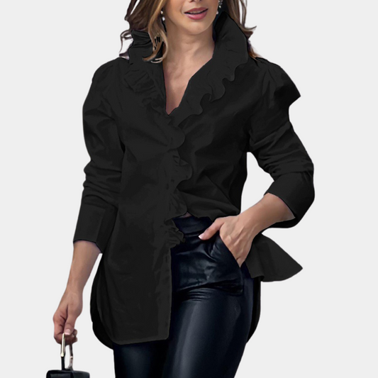 Xosanna - Elegante blusa a maniche lunghe con volant