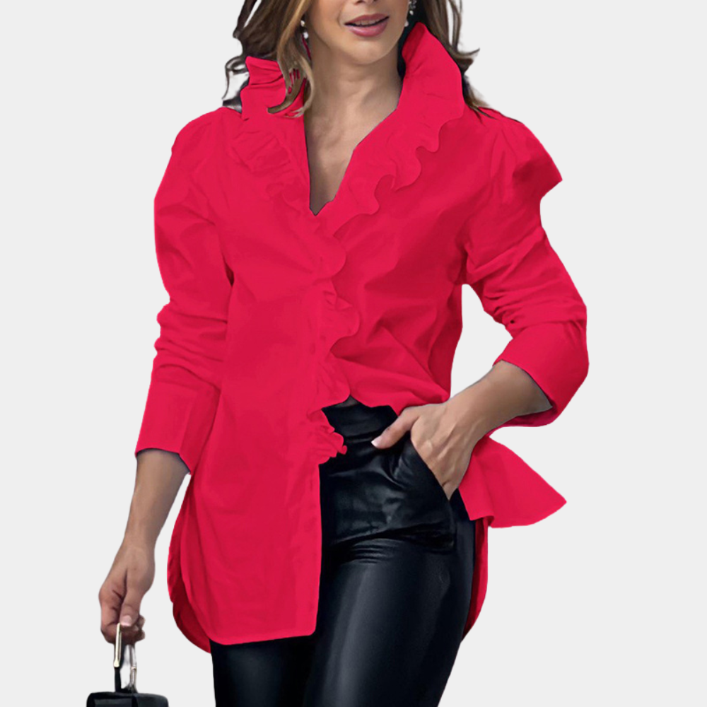 Xosanna - Elegante blusa a maniche lunghe con volant