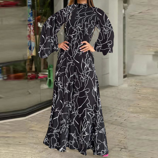 Celia - Elegante tuta a maniche lunghe con stampa astratta