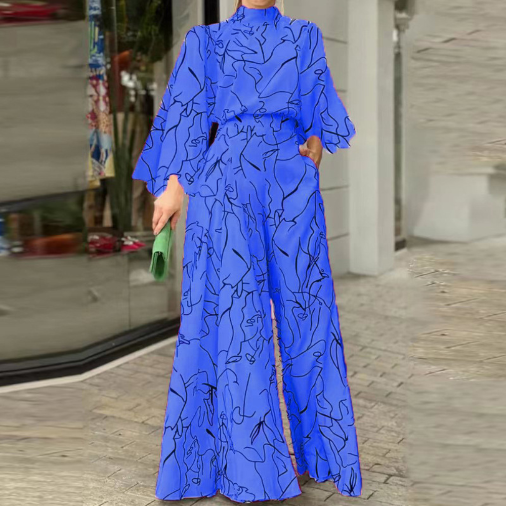 Celia - Elegante tuta a maniche lunghe con stampa astratta