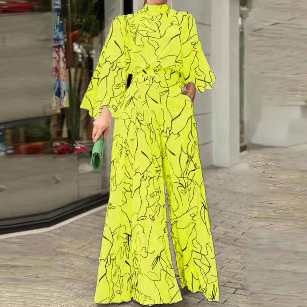 Celia - Elegante tuta a maniche lunghe con stampa astratta