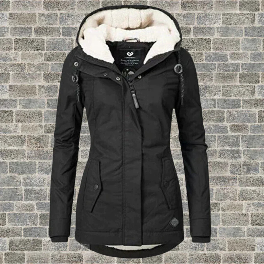 Cappotto in cotone plissettato con cappuccio - Camila