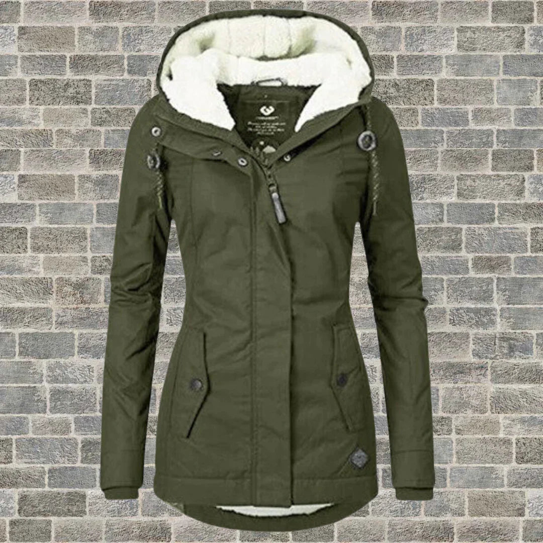 Cappotto in cotone plissettato con cappuccio - Camila
