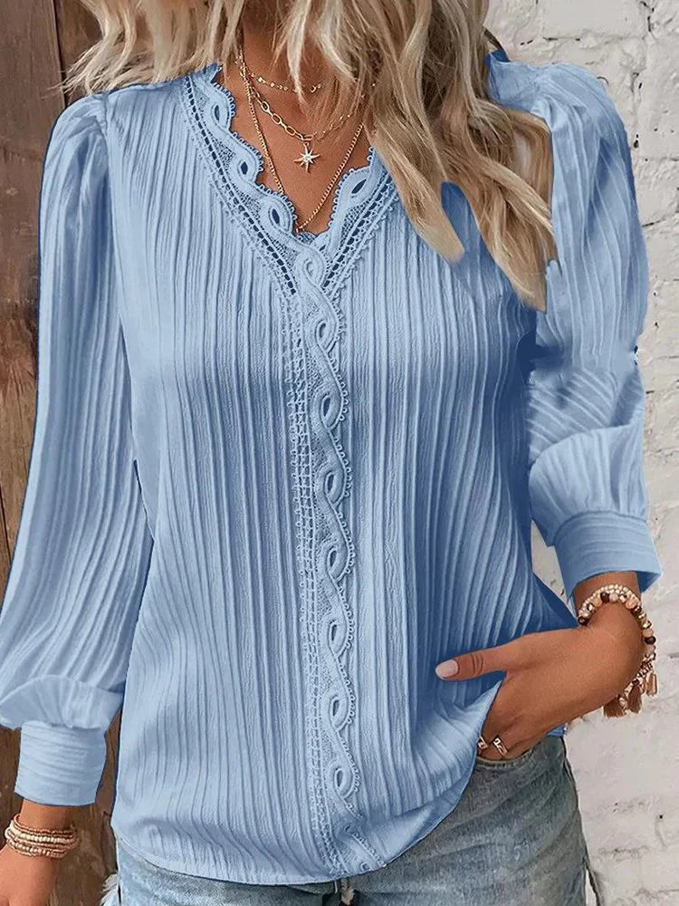 Albertha - Camicetta in chiffon con dettagli in pizzo