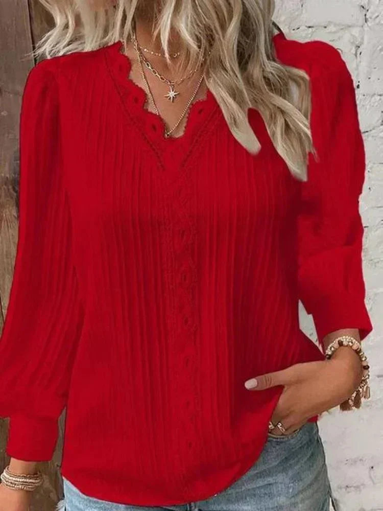 Albertha - Camicetta in chiffon con dettagli in pizzo