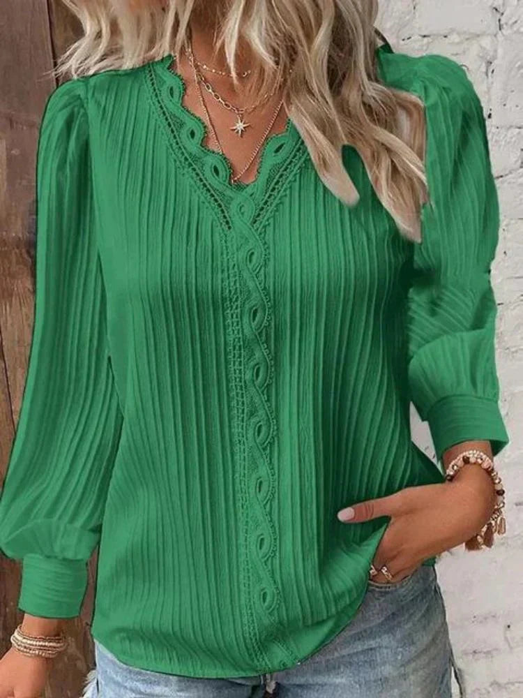 Albertha - Camicetta in chiffon con dettagli in pizzo