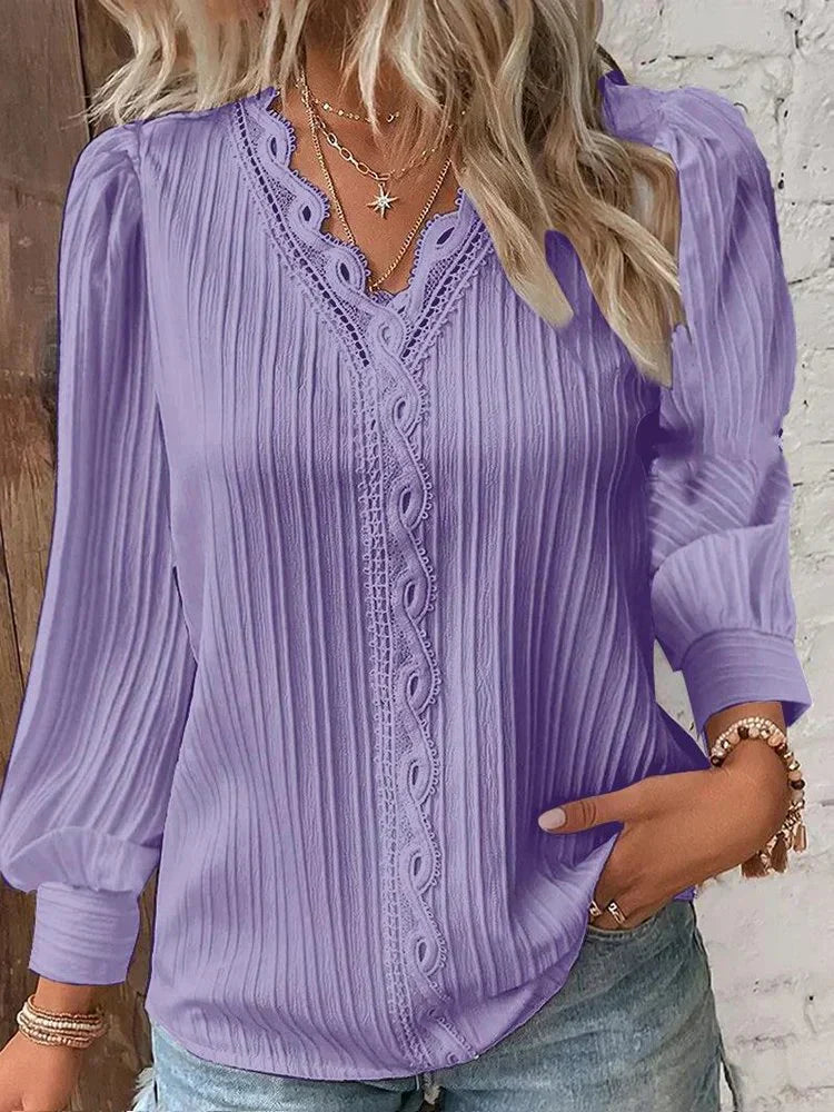 Albertha - Camicetta in chiffon con dettagli in pizzo